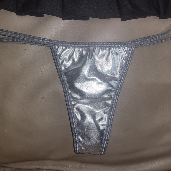 NWT Dreamgirl Sexy Lame Bikini Tri-Top, Thong, & Skirt Lingerie Stripper Set - Picture 8 of 12